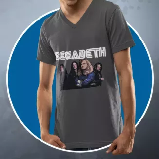 SEGADETH t-shirt col en V homme 100% coton