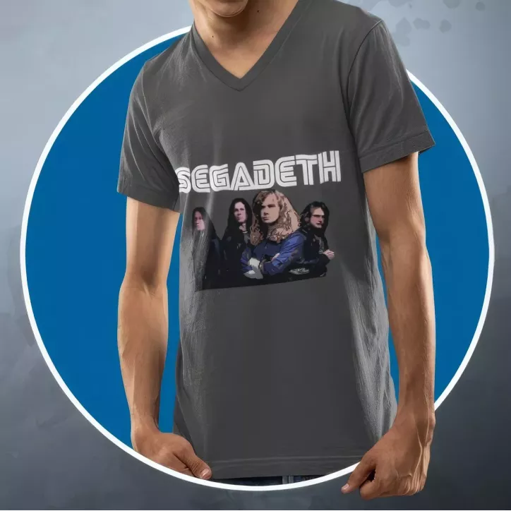 SEGADETH t-shirt col en V homme 100% coton