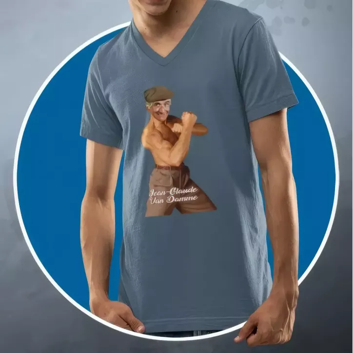 JEAN-GLAUDE VAN DAMME t-shirt homme col V 100% coton JEAN-GLAUDE VAN DAMME t-shirt homme col V 100% coton